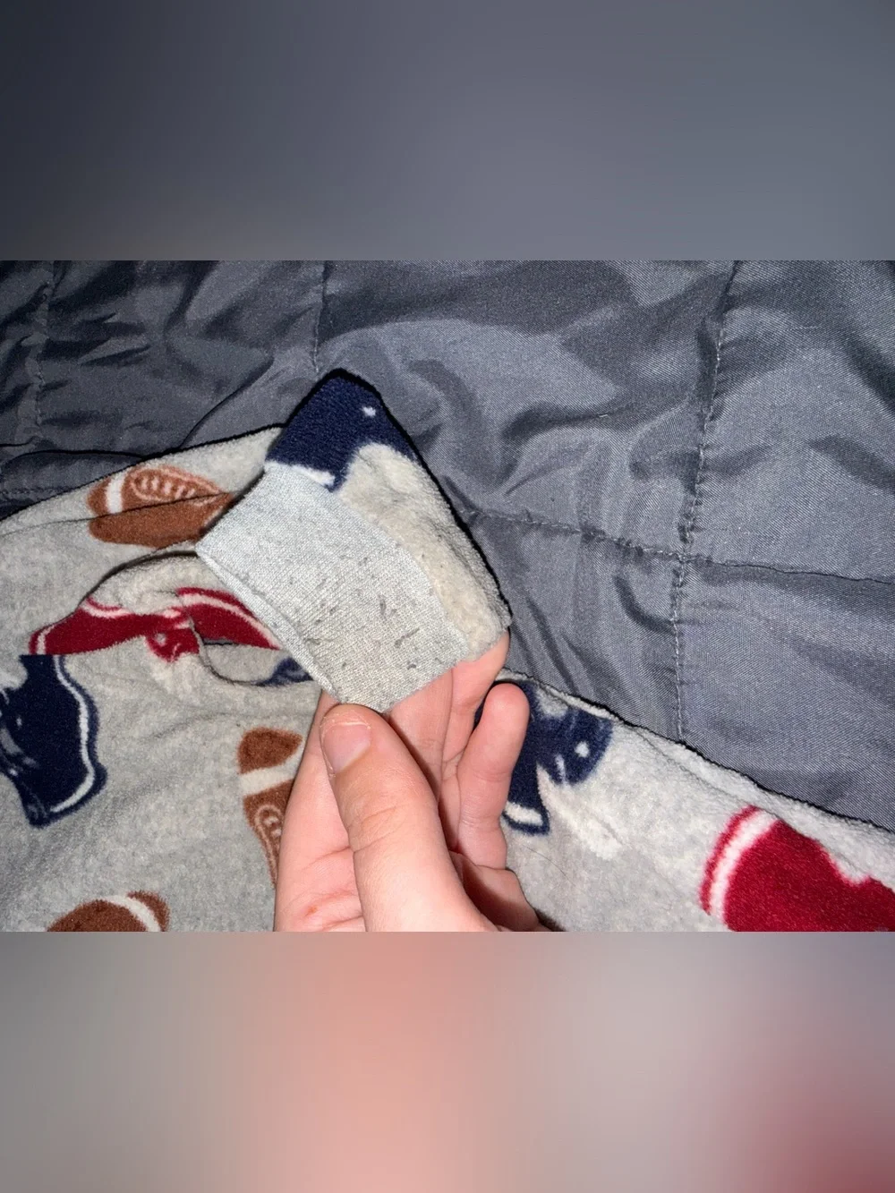 Cozy Football Print Footed Pajamas - Cream with Burgundy, Navy & Tan